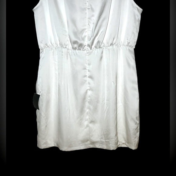 NWT Lulus Classic Elegance White Satin Sleeveless Mock Neck Mini Dress, Size XS - Picture 10 of 15